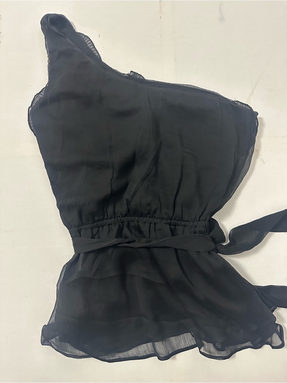 Black One-Shoulder Ruffled blouse - Picture 8 of 8